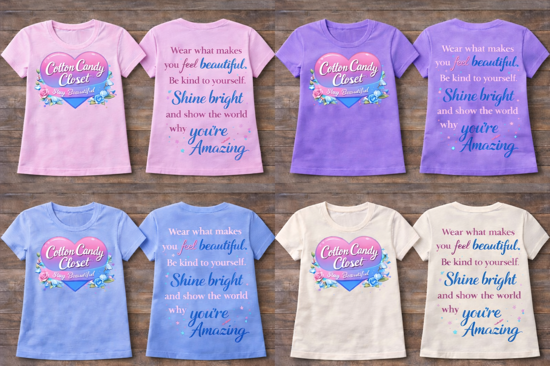 Cotton Candy Closet “Stay Beautiful” Inspirational Girls’ T-Shirt